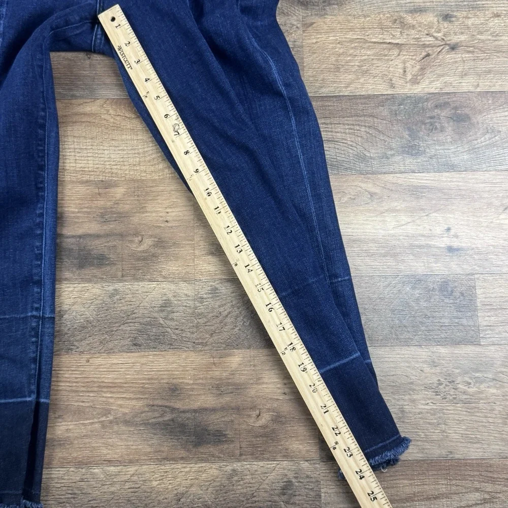 Parker Smith Womens Straight Leg Pleat Jeans‎ 12/31 Dark Wash Stretch Two-toned